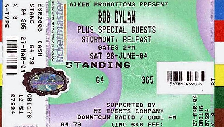 original ticket for Stormont Castle, before the show was relocated to the Odyssey Arena